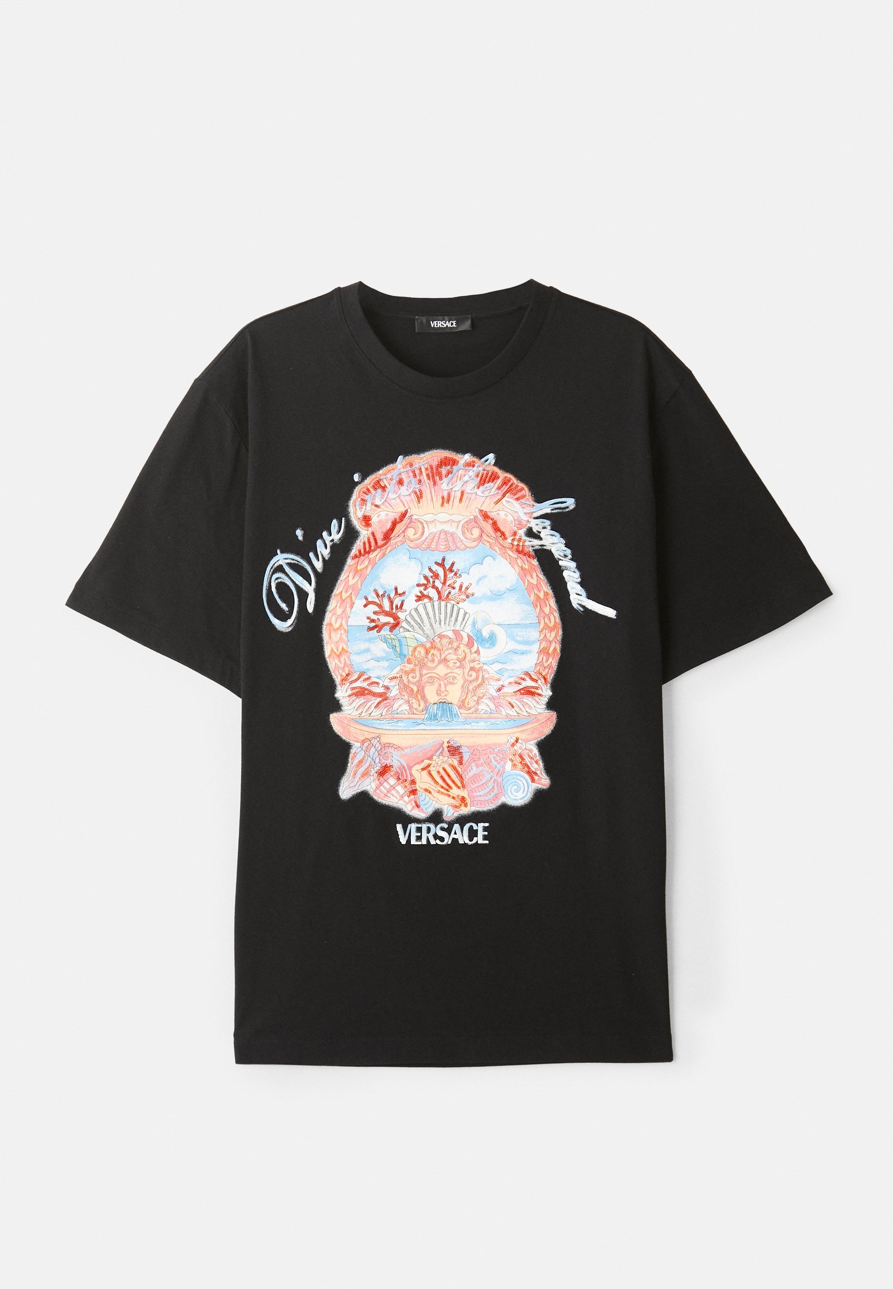 CREST EMBROIDERY - T-shirts med print - blackVersace
