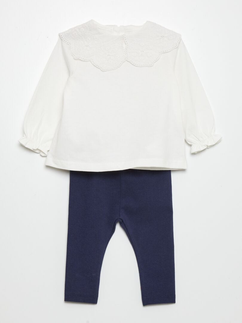Conjunto de camiseta y leggings - 2 piezas - BLANCO