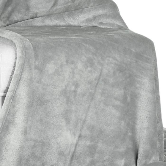 Beautissu Fleece Blanket 220x240cm Light Grey - Aurelia Bedspread - Very Soft Sofa Throw - Light Grey Fleece Blanket