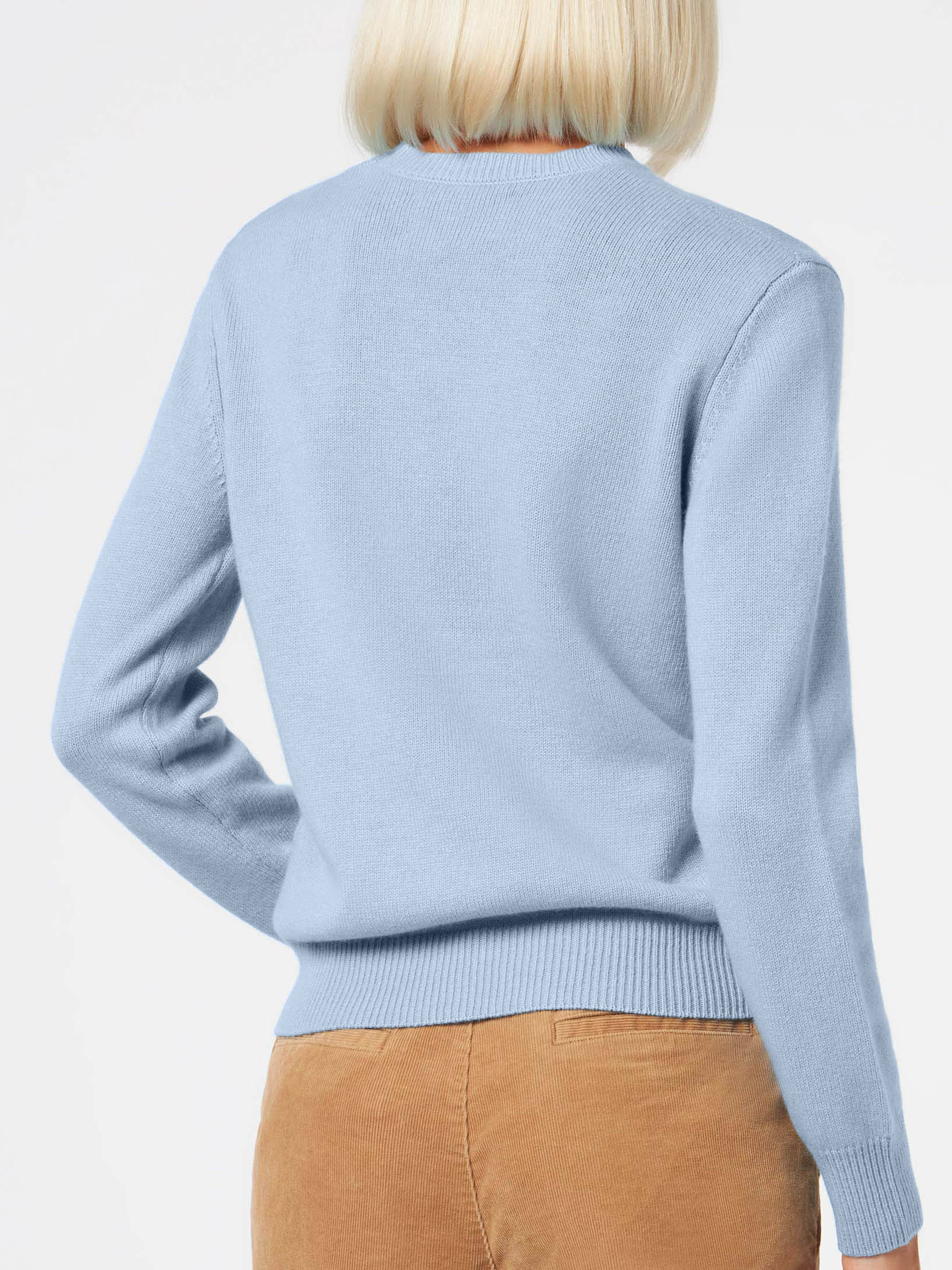 Jersey de mujer Sorbonne de cachemir puro azul claro