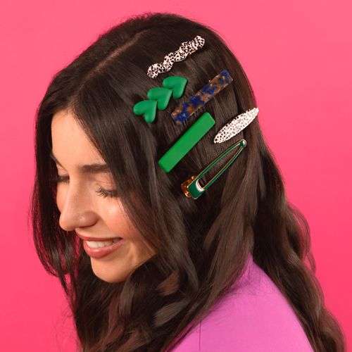 Oh My Hair set od 2 zelene kopče u obliku srca Dodaci za kosu