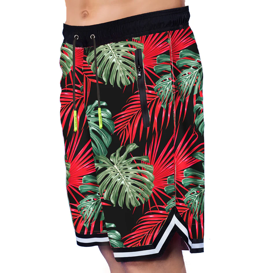 Zwempak in surfstijl met tropische print