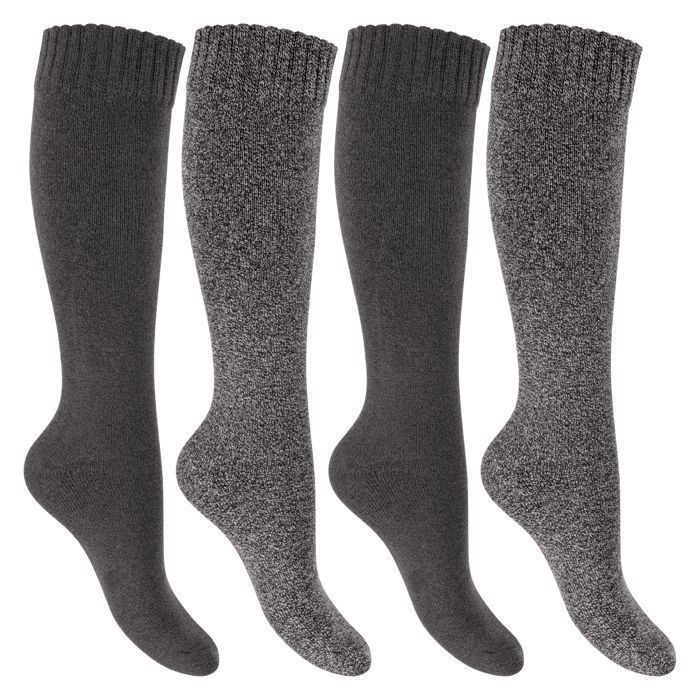 Calze al ginocchio da donna Footstar in spugna (4 paia) Calze calde in cotone con effetto termico - Grigio antracite