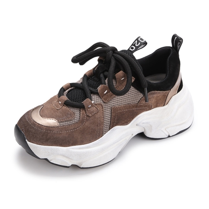 Baskets compensées pour femmes, baskets décontractées, chaussures de sport, chaussures de running d'automne, actualités mode et luxe en cuir