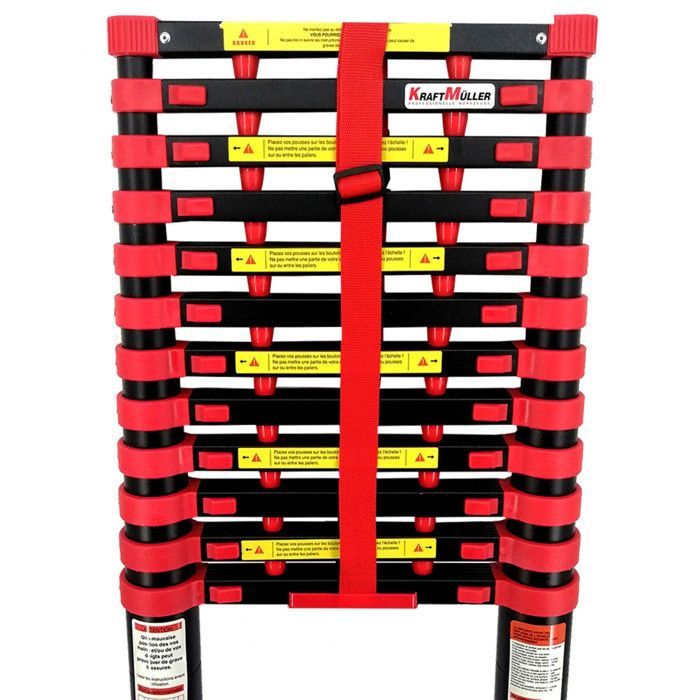 Kraft Müller 2.6M Telescopic Aluminum Ladder, DIY, Folding, Extendable, Single, Straight, Multi-functional, 150 kg Load Capacity