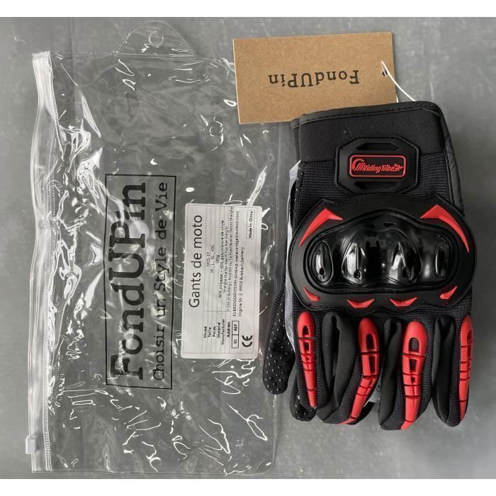 Guantes de moto, unisex, para scooter de entretiempo, transpirables y compatibles con pantallas táctiles para coche, moto y bicicleta - Rojo