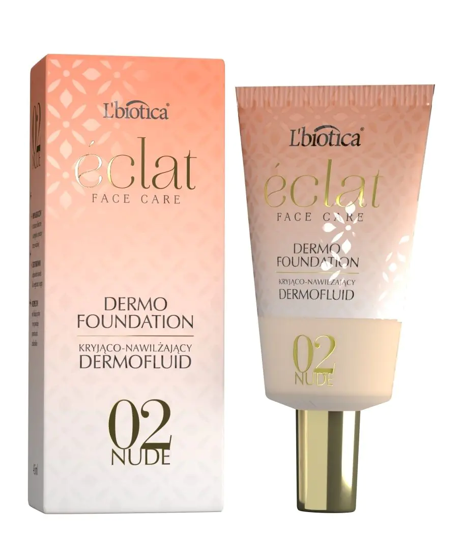 L'biotica Eclat Dermofluid kryjąco-nawilżający, 02 Nude