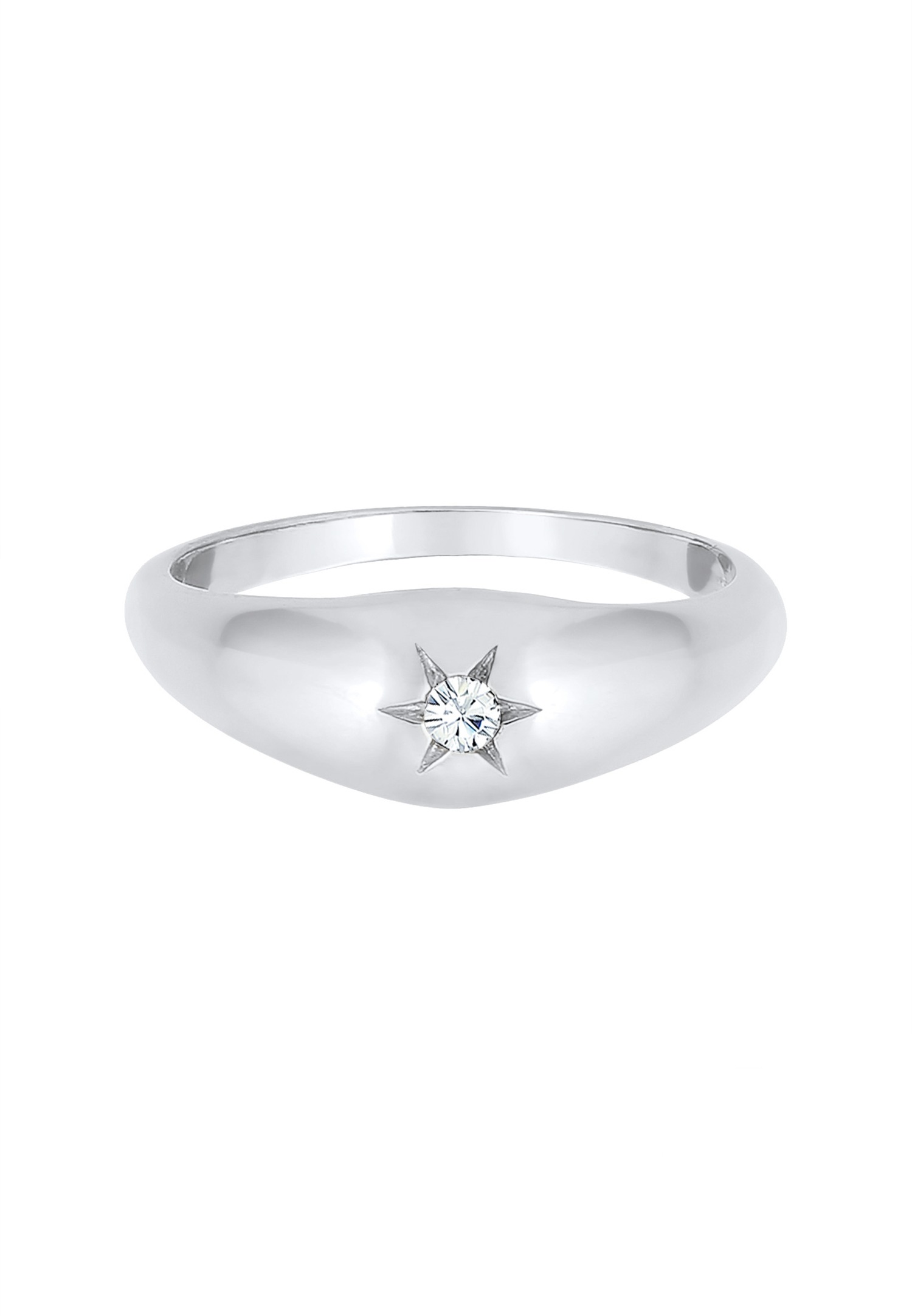 Elli Femmes Bague sceau étoile avec cristaux en argent sterling 925 plaqué or