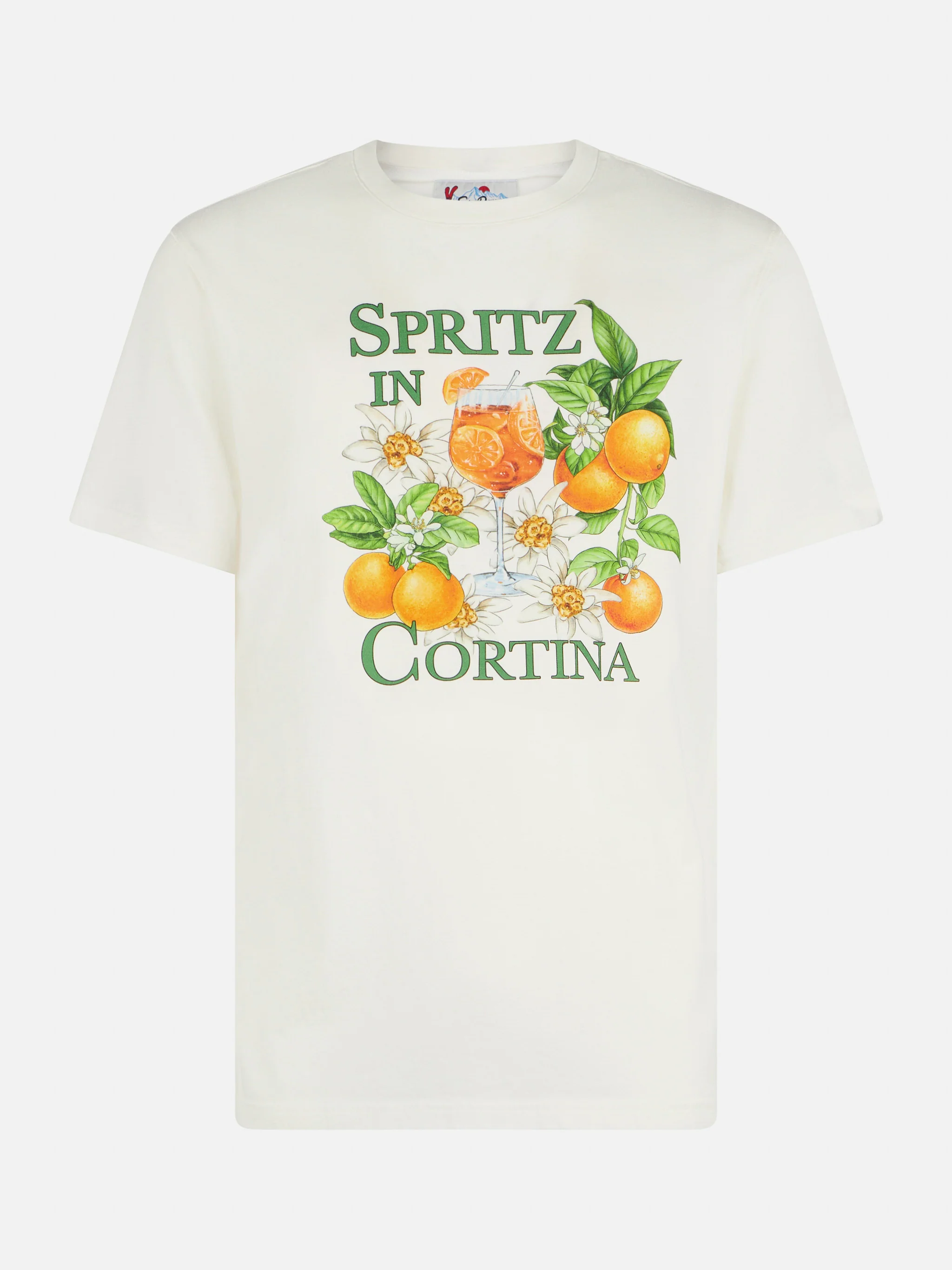 Heren T-shirt van zwaar katoen met Spritz in Cortina-print.