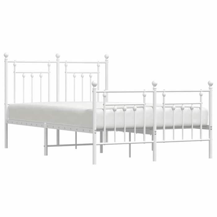 Estructura de cama metálica - UU - 120x190 cm - Blanca - Acero - Espacio de almacenamiento - Somier de láminas metálicas - Patas centrales