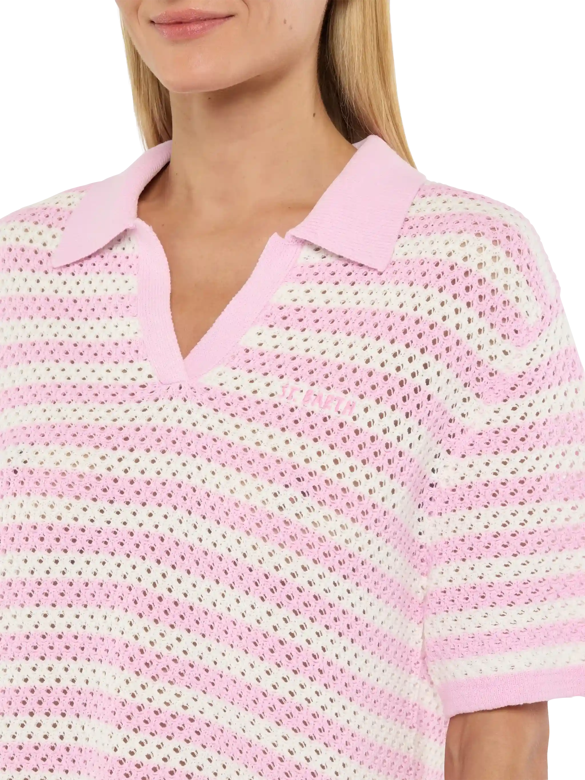Polo in maglia a righe rosa Pixie