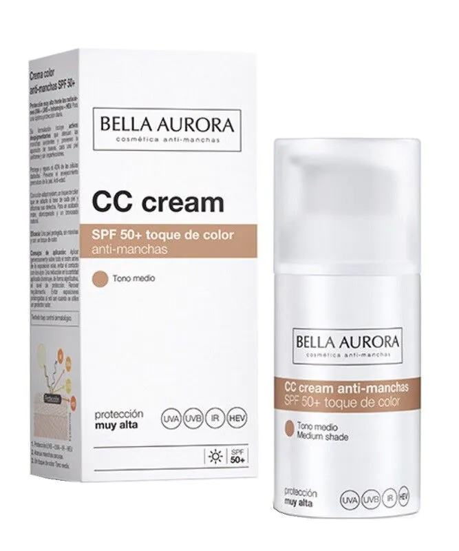 Bella Aurora Krem CC przeciw przebarwieniom SPF 50, Medium