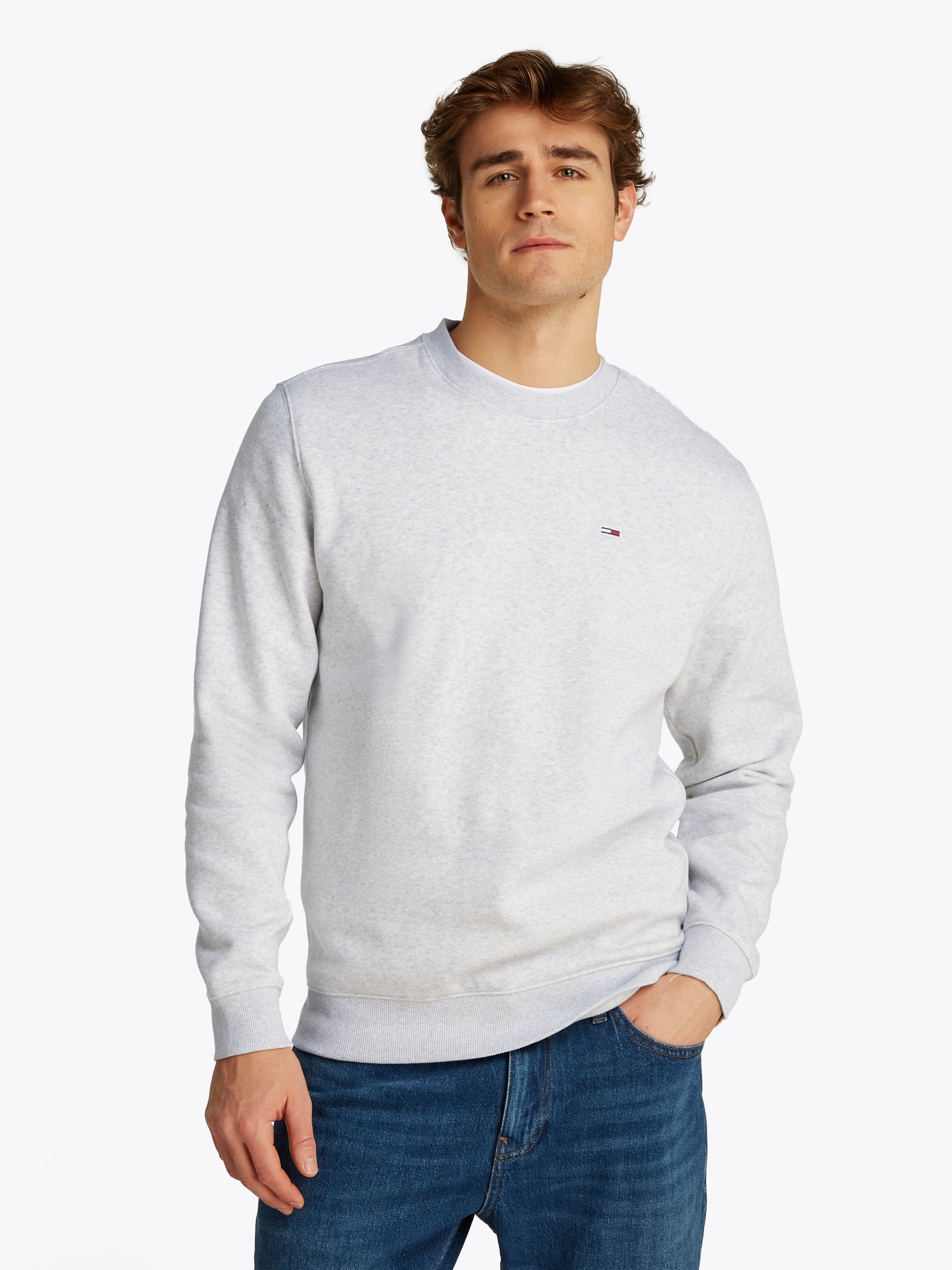 Felpa Tommy Jeans FLAG CREW - grigio argento