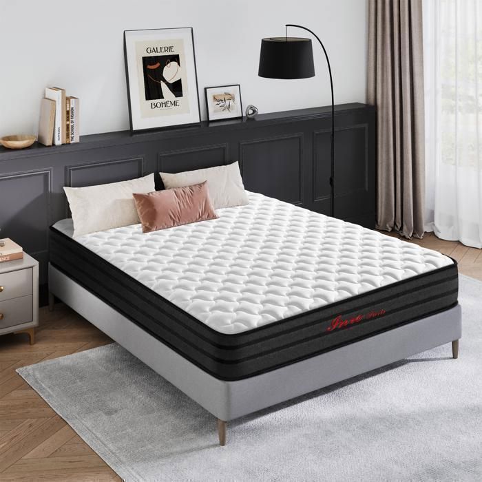 Colchón INRE de 140x190 cm, extra grueso de 25 cm, espuma viscoelástica, reversible, soporte perfecto, hipoalergénico.