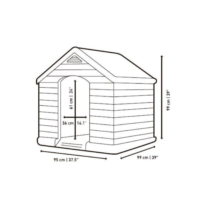 Niche pour chien - CURVER - Polypropylène - Etanche & traité anti-UV - 95 x 99 x 99 cm - Gris
