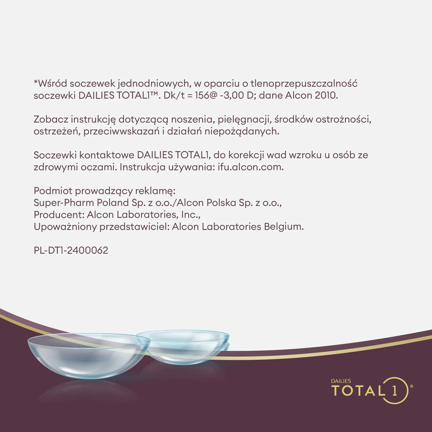 Dailies Total 1, Soczewki kontaktowe jednodniowe, Moc -02.75