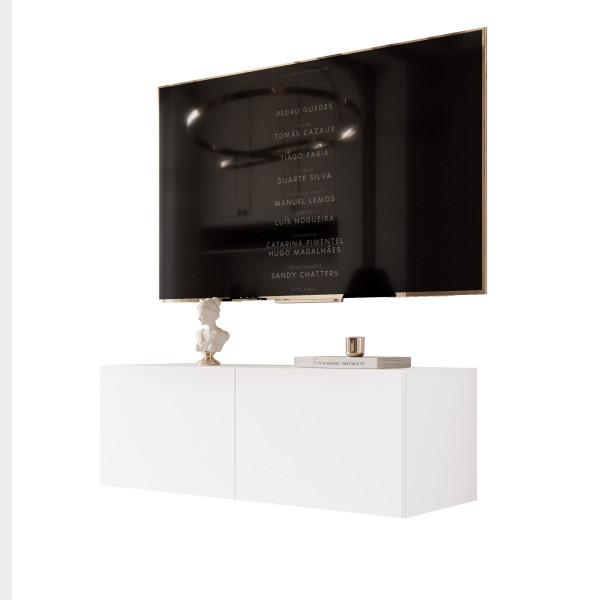 Szafka RTV wisząca ANGEL 100 cm z oświetleniem biały mat