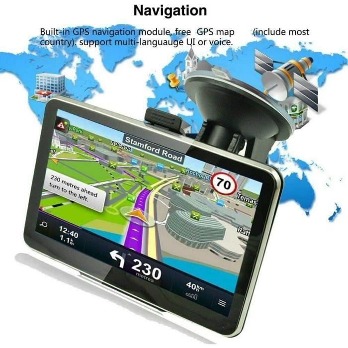 GPS para coche, navegación de 7 pulgadas para coche, camión, vehículos pesados, navegador con pantalla táctil HD y guía multilingüe[1]