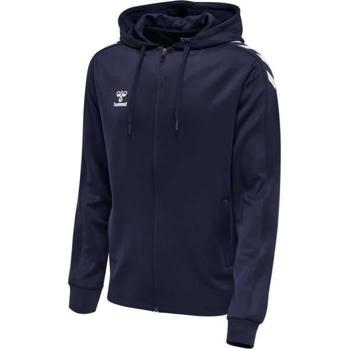 Hummel Men's Zip Sweatshirt - Navy Blue - XL - Water-Resistant Printed Logo and Chevron - Elastic Waistband