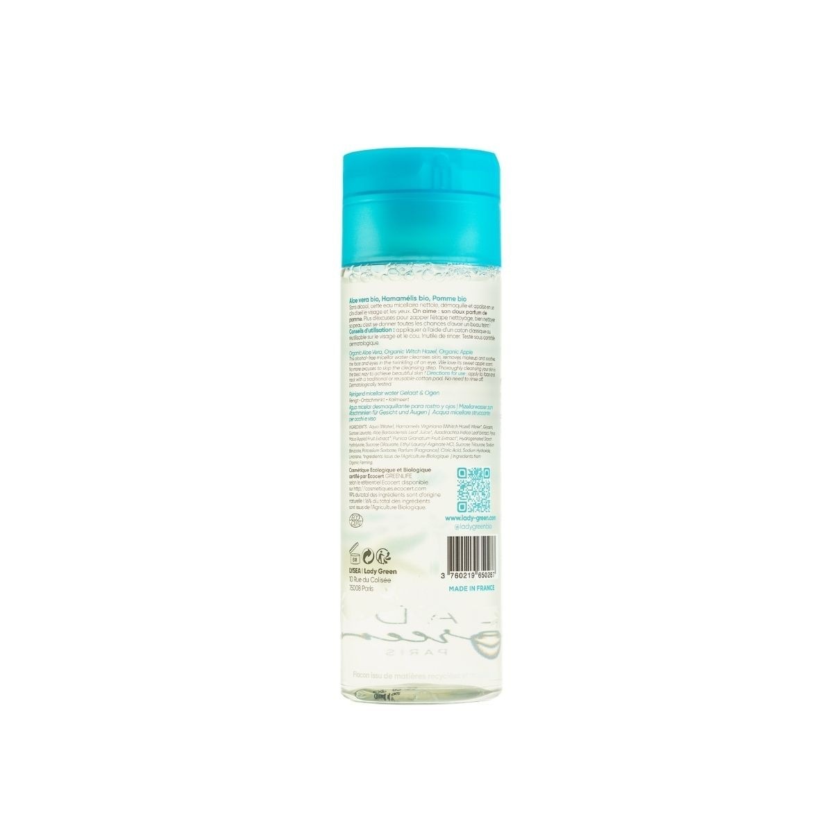 Lady Green Eau micellaire démaquillante visage et yeux