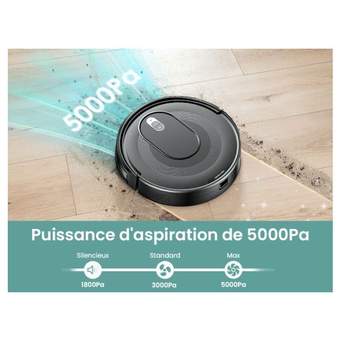 Vactidy Cleanova W6 Plus - 5000 Pa Robot Vacuum Cleaner - 120min Runtime - Alexa/APP/IFTTT Connected - Ultra Slim and Quiet