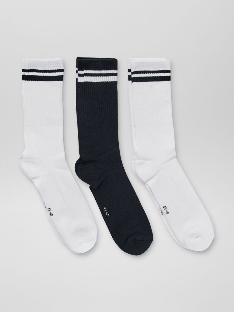 Set van 3 paar geribbelde sokken - ZWART