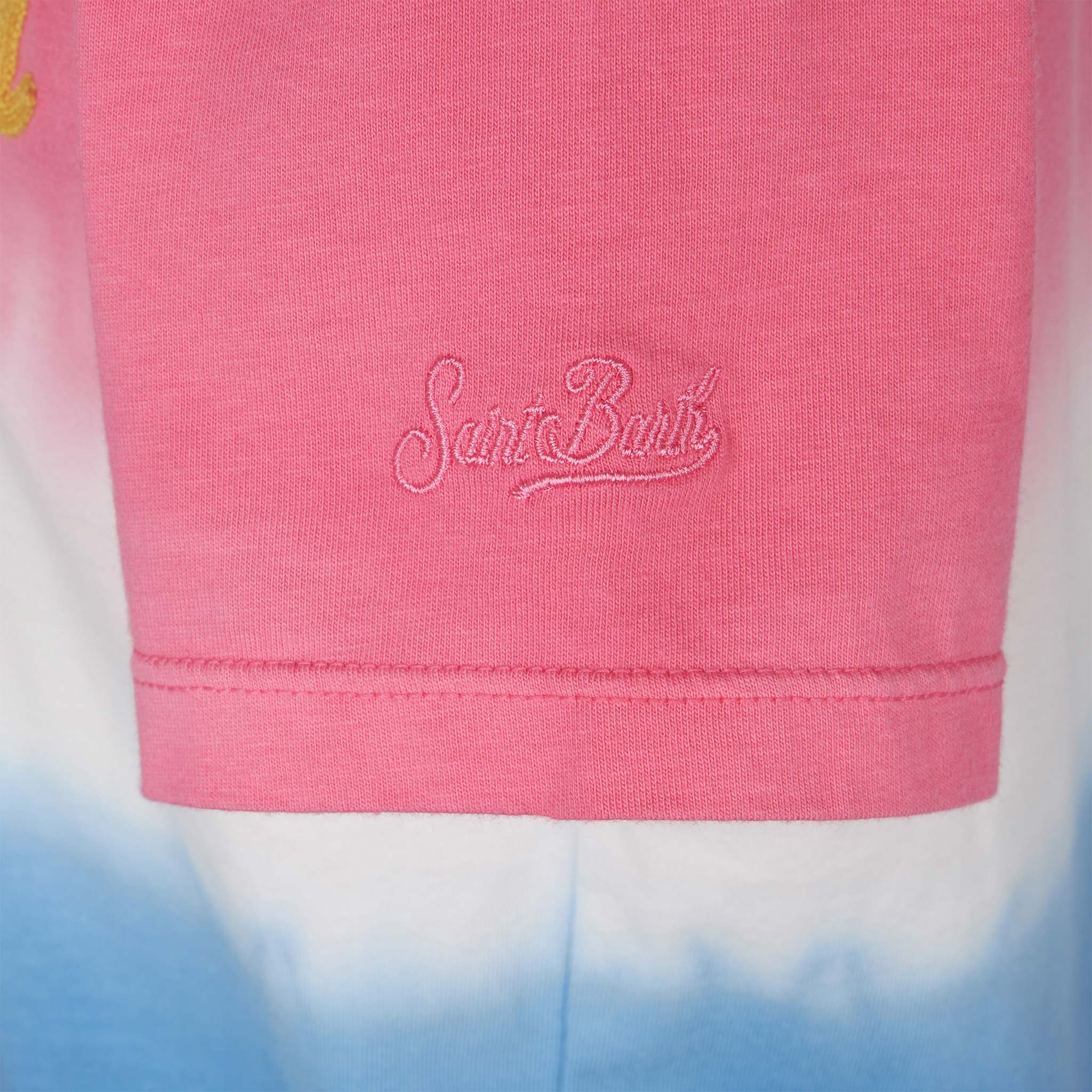 T-shirt tie dye da bambina con scritta St. Barth