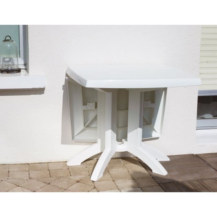 Table de Jardin pliante en résine VEGA - GROSFILLEX - 118 x 77 cm Blanc