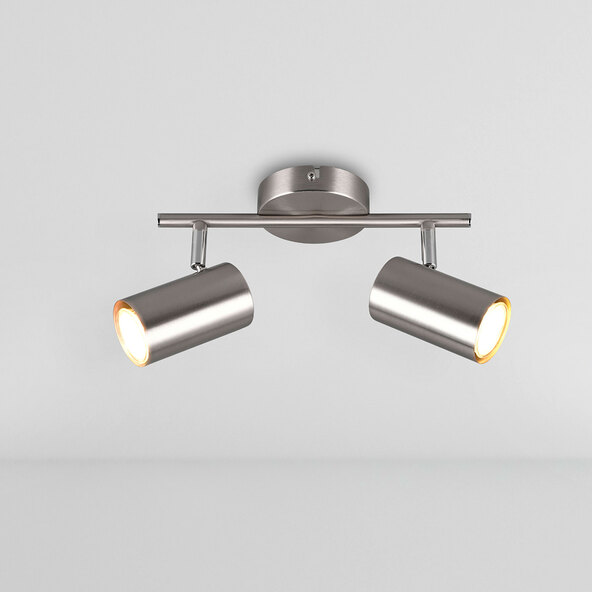 Robert plafondspot, 2 spots, mat nikkel/chroom
