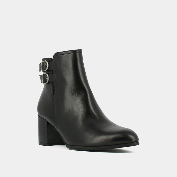 Bottines à boucles  en cuir noir