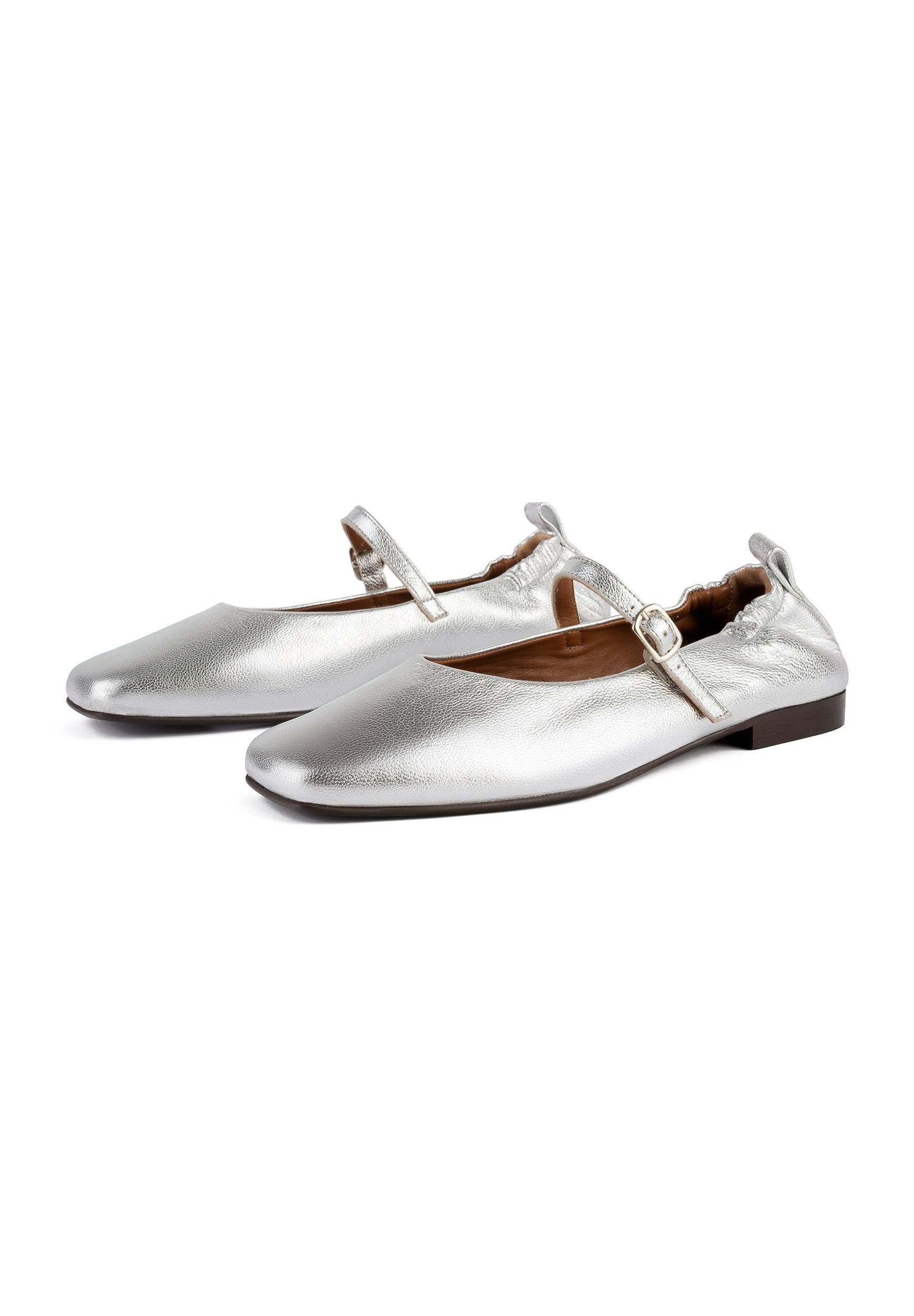 L37 LUXE STRIDES - Ankle strap ballet pumps - silver-coloured
