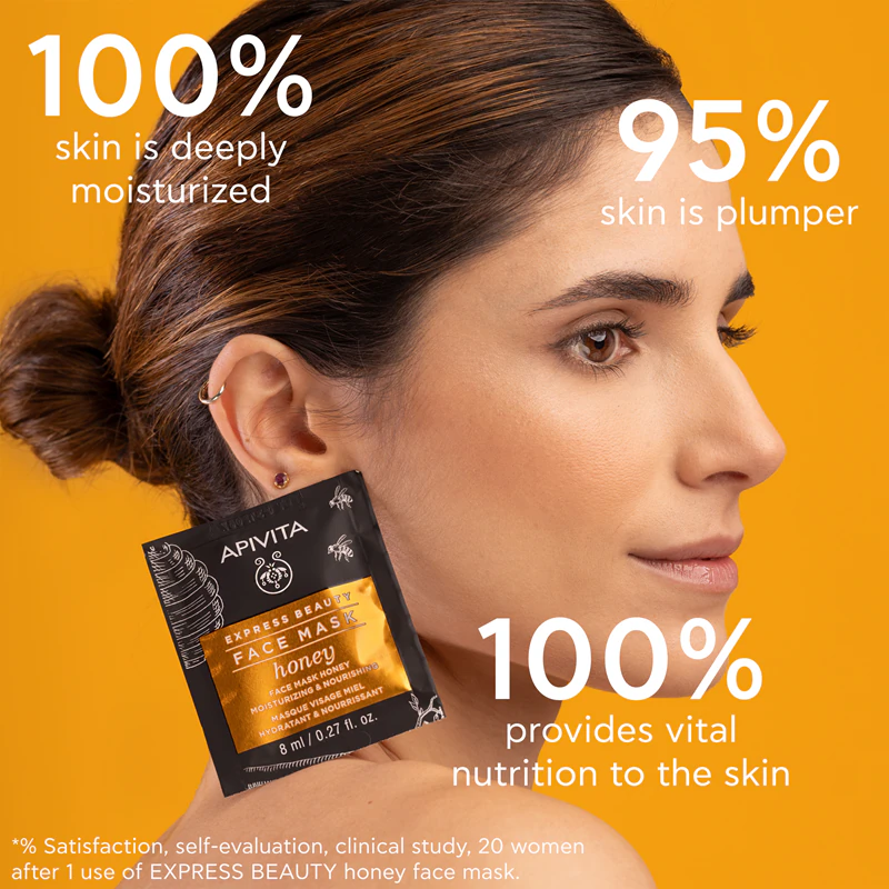 Máscara facial nutritiva Apivita Express Beauty com mel.