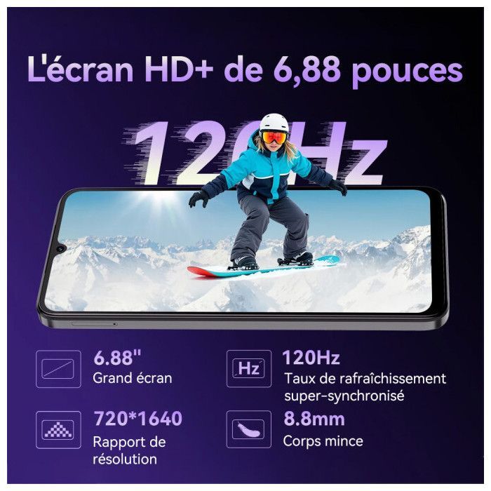CUBOT A40 Smartphone - 12Go (4+8) RAM /256Go ROM - Écran 6.88