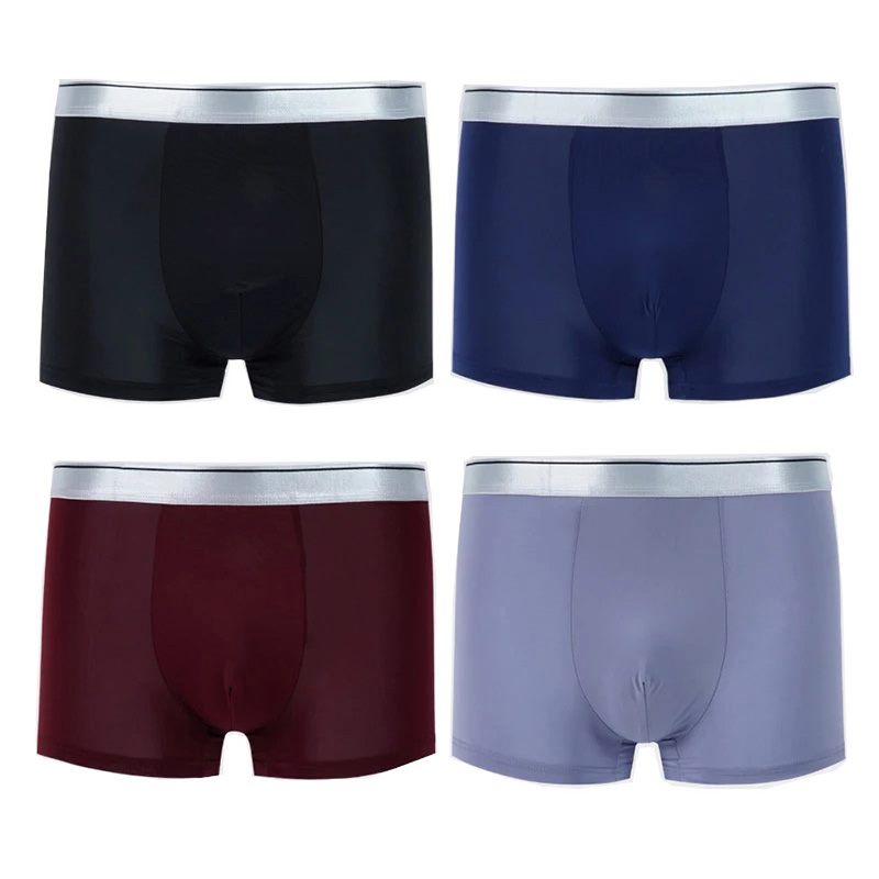 Nuovo set da 4 pezzi di biancheria intima da uomo, boxer sexy comodi da uomo, traspiranti in seta ghiaccio, taglie forti, biancheria intima da uomo in offerta.