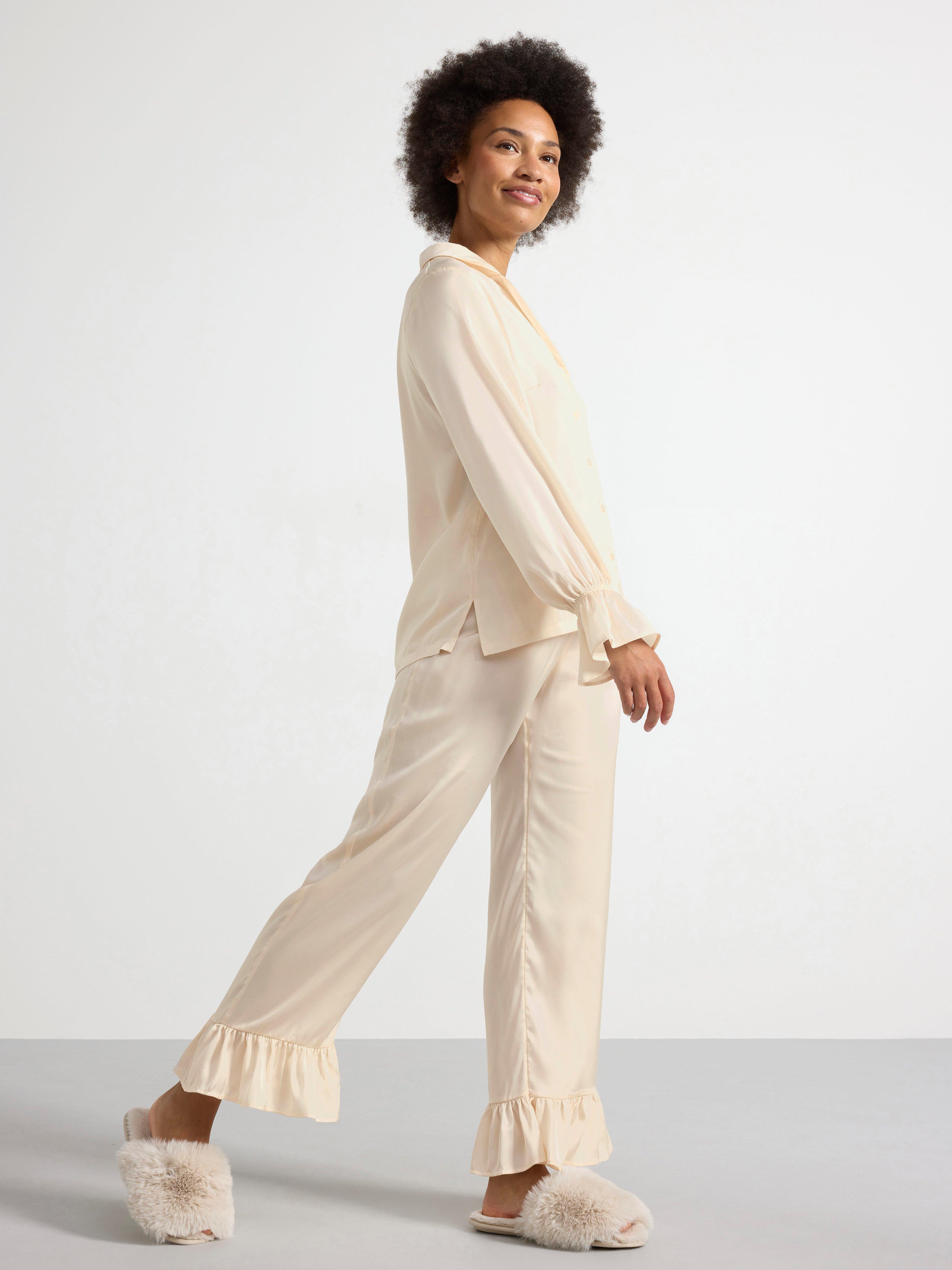 Pyjamasbyxor en satin blanc