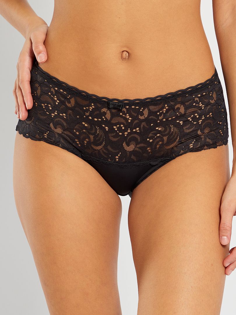 Playtex Maxi-bh met hartjes en gekruiste bandjes van kant voor dames - Zwart