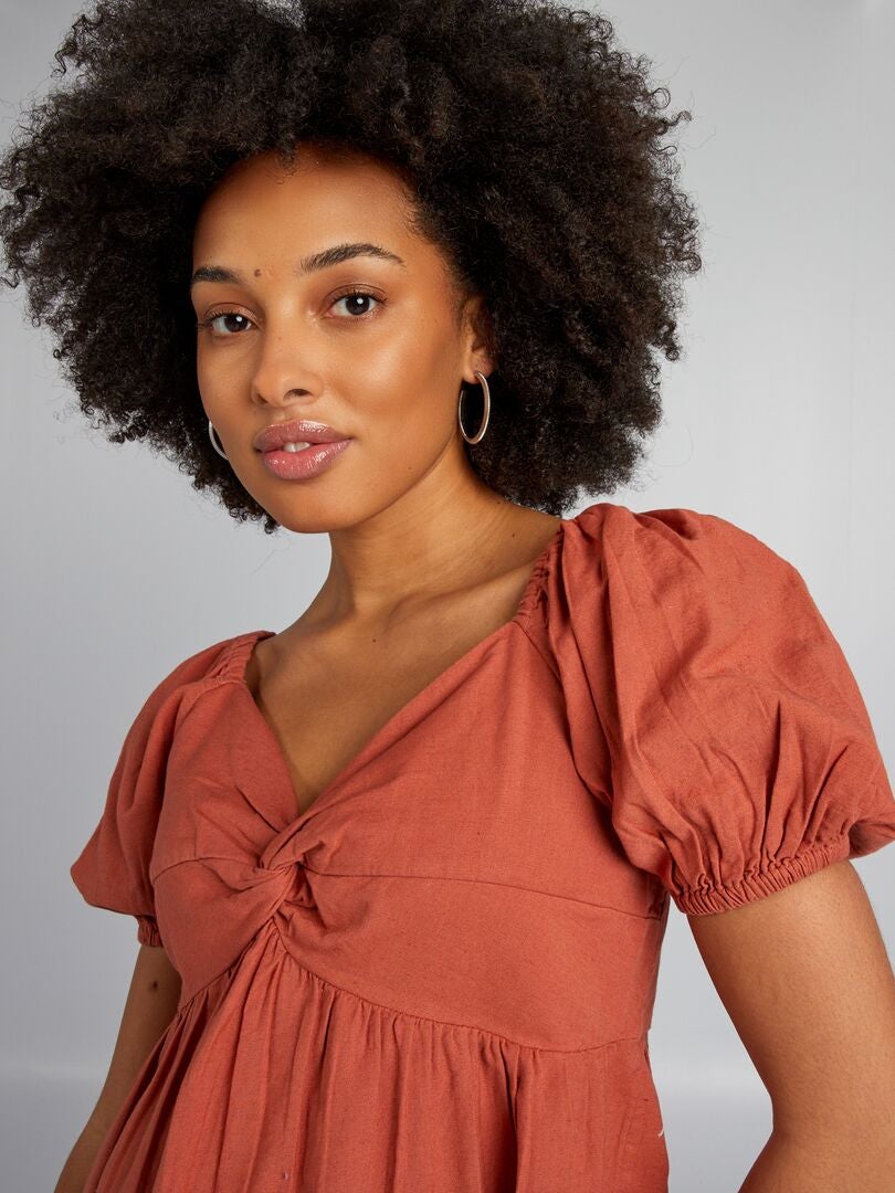 Linnen zwangerschapsblouse - ROOD