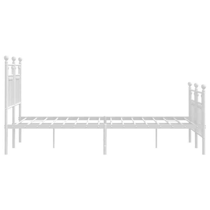 Structure de lit métal - UU - 120x190 cm - Blanc - Acier - Espace de rangement - Lattes en métal - Pieds centraux