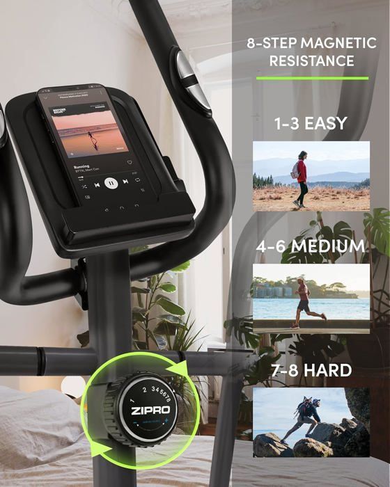 Ellittica - ZIPRO - Crosstrainer Burn - 120 kg - 8 livelli di resistenza - Compatta e pratica