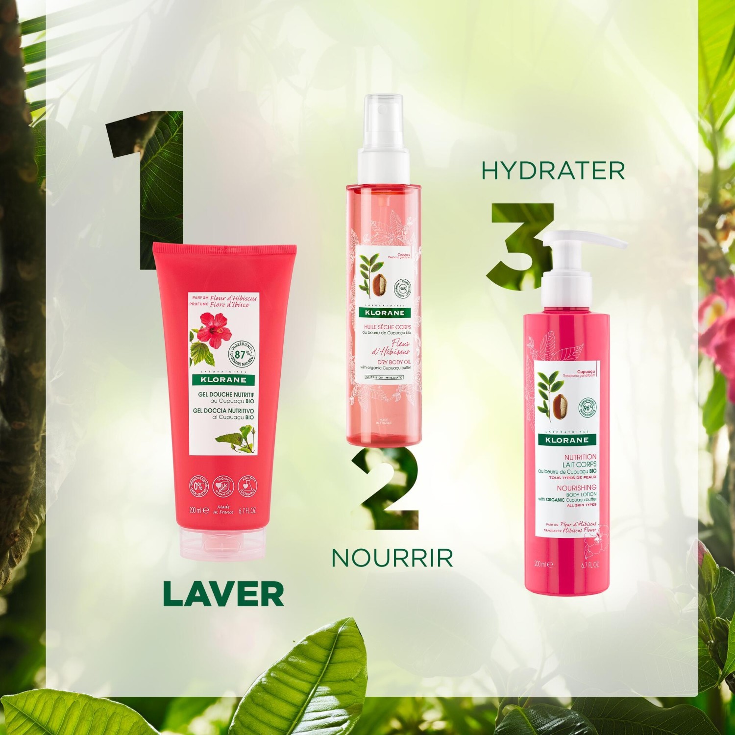 Klorane Gel douche au beurre de Cupuaçu BIO - Fleur d’Hibiscus
