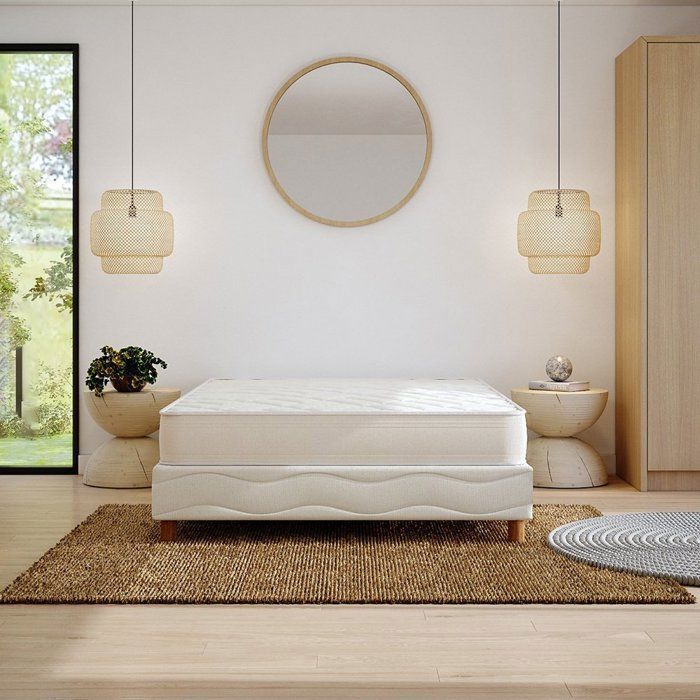 Base de cama y colchón ZEN, 140 x 190 cm, 20 cm de altura, Techno Foam, firmeza media, incluye 4 patas estables.