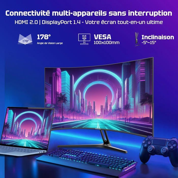 Gebogen gamingmonitor - Amzfast - AMZG27C1 Pro-EU - 240Hz - FHD - 1ms MPRT