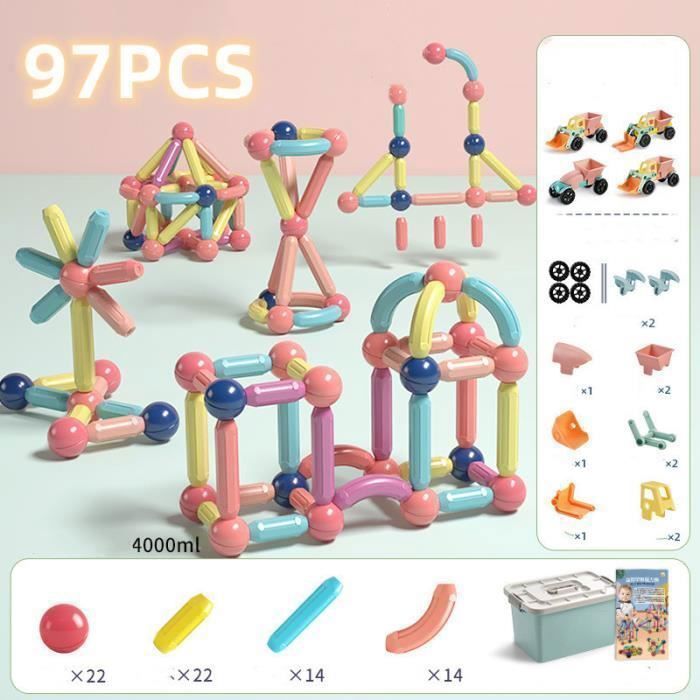 Magnetisch constructiespeelgoed, 97 onderdelen, Montessori-stijl, voor kinderen van 3-7 jaar