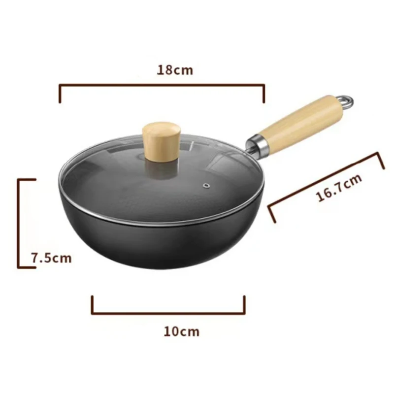 Ensemble de casseroles et poêles wok en fonte artisanale, sans revêtement, compatibles avec les plaques à gaz et à induction.