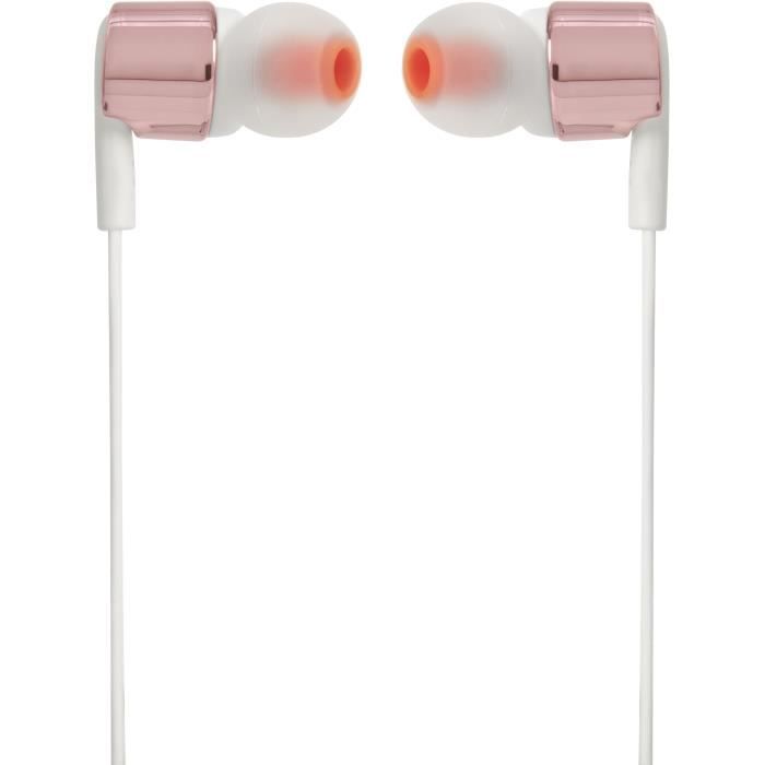 Auriculares Bluetooth intrauditivos con cable JBL T210RDG - Pure Bass - Oro rosa