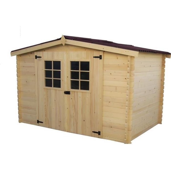 HABRITA - Abri de jardin en bois Madriers -  5 m² - Bois massif avec grande façade