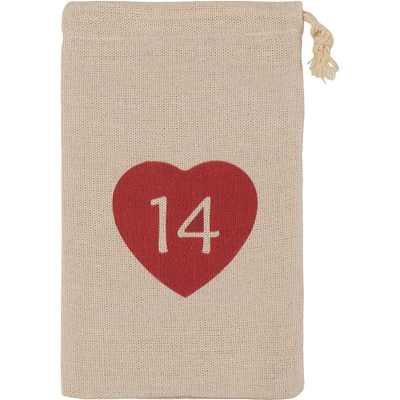 Heimkalender-Taschen 12x20 cm 1-24 Stoff mit Herz