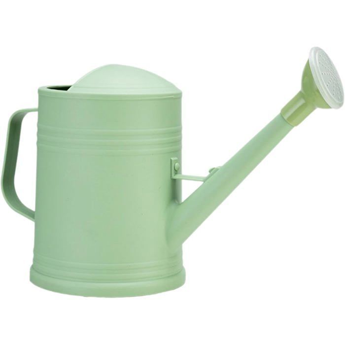 Regadera verde claro de 2 litros con cabezal de ducha extraíble, ideal para plantas de interior y balcones.
