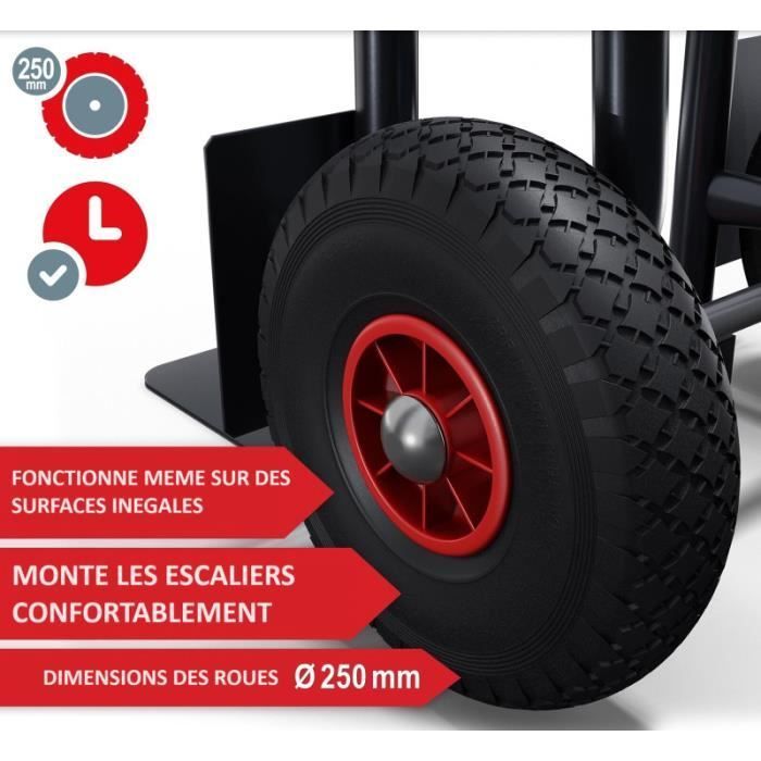 Diable pliable Chariot de transport - Charge max. 200kg - Hauteur réglable