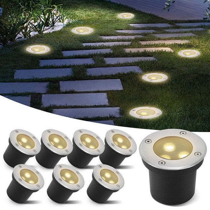 x 3W In-Ground Lights, LED Bulb Included, Outdoor Lights, Integrated Floodlights, IP65, LED Ground Lights